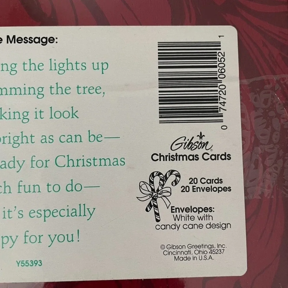Gibson Santa Tree Elves Vintage Christmas Cards Set of 20 NOS Made in USA Sealed